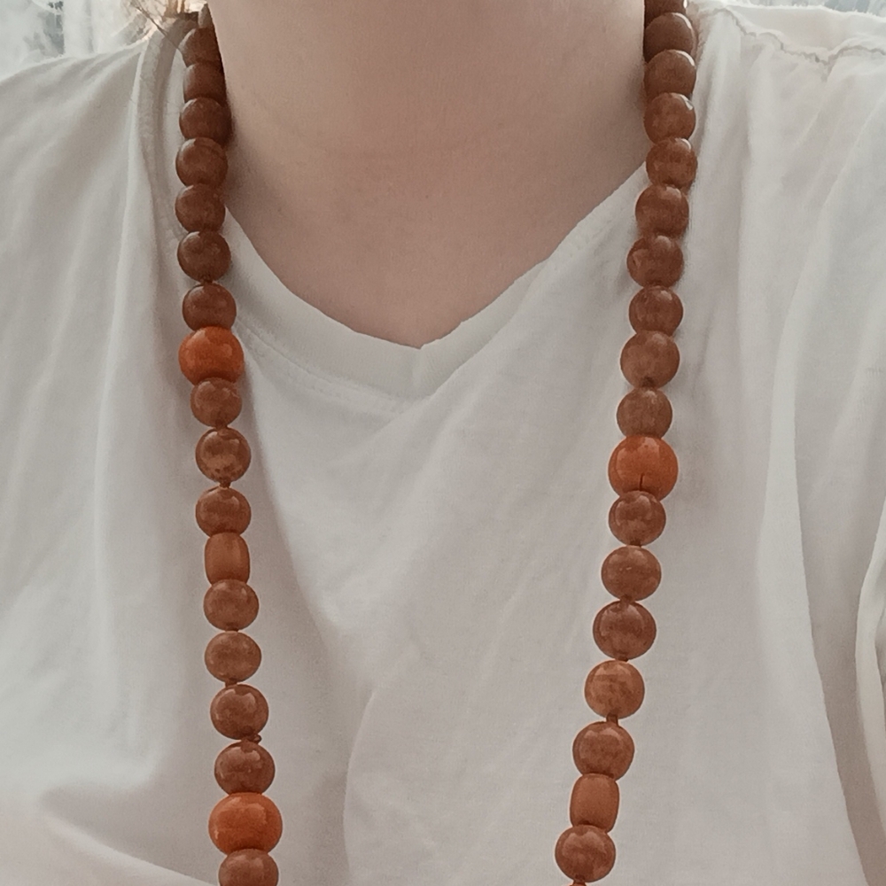 Vintage Anthro Brown Wood Beaded Necklace Bundle - Picture 3 of 8